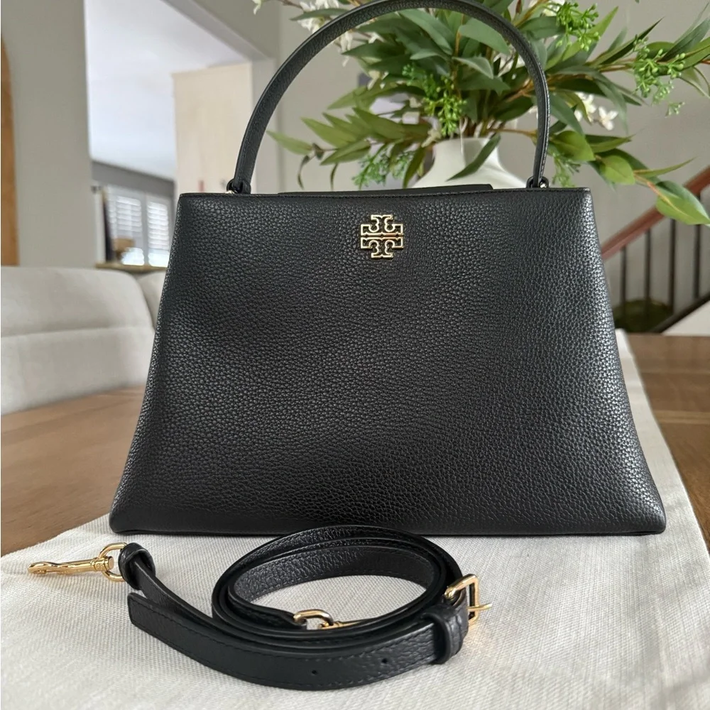 880+! New Tory Burch Britten in black Leather Satchel and Britten bifold wallet
